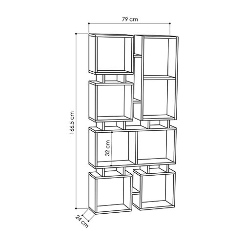 Стеллаж прямой цвета древесины с 8-ю открытыми полками RAIL BOOKCASE NO.1 OAK в Екатеринбурге