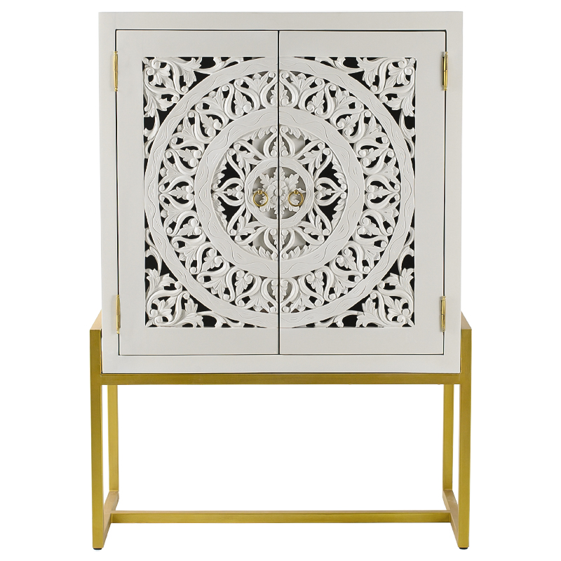 Буфет с резными дверцами Ceara Lace Cabinet Белый Золотой в Екатеринбурге | Loft Concept 