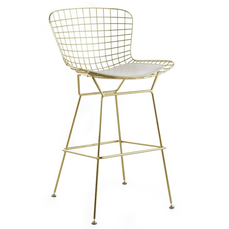 Барный стул Bertoia Barstool Gold Черный Белый Золотой в Екатеринбурге | Loft Concept 