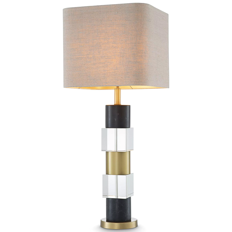 Настольная лампа Eichholtz Table Lamp Black Marble Черный Латунь Прозрачное Стекло Бежево-серый в Екатеринбурге | Loft Concept 