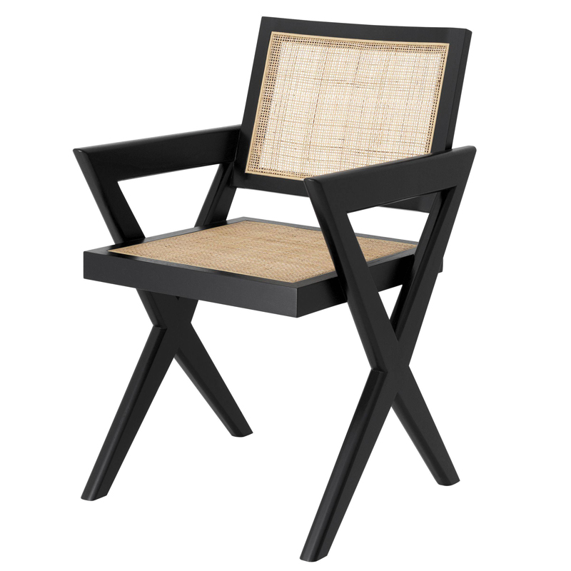 Стул Eichholtz Dining Chair Augustin black Черный Бежевый в Екатеринбурге | Loft Concept 