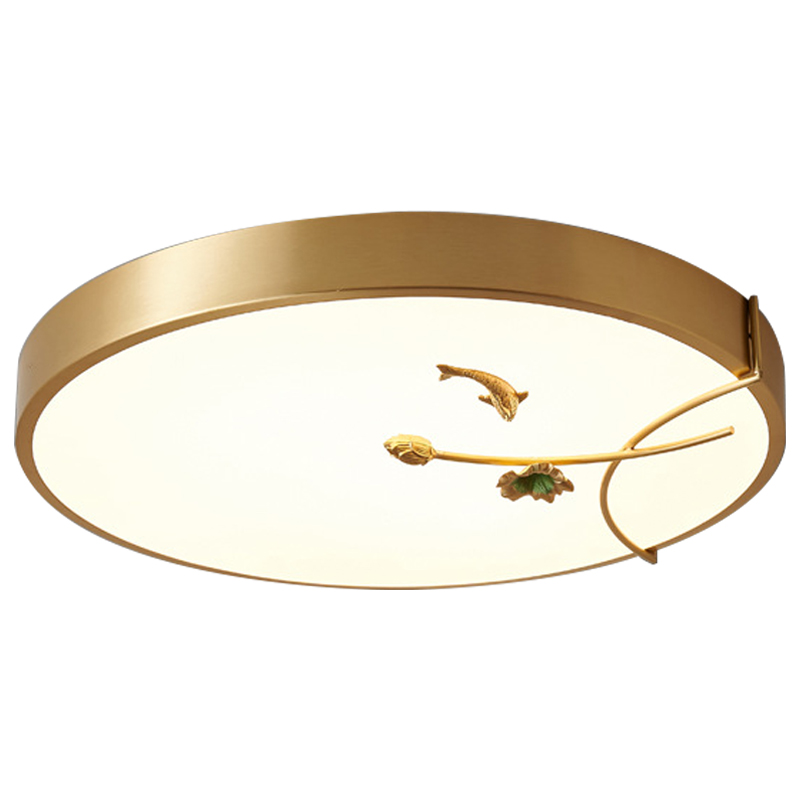 Круглый потолочный светильник Gold Fish Round Ceiling Lamp Золотой Золотой Белый Зеленый в Екатеринбурге | Loft Concept 