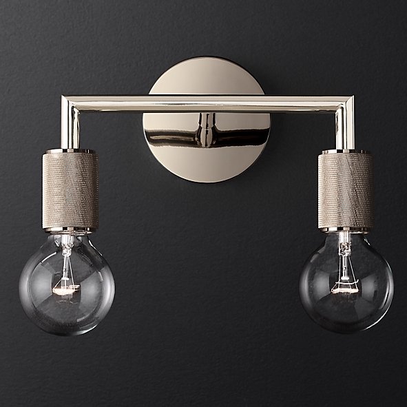 Бра RH Utilitaire Double Sconce Silver Никель в Екатеринбурге | Loft Concept 