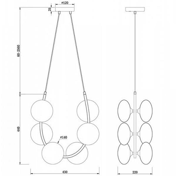 Люстра Marcan 6 Ball Chandelier Black в Екатеринбурге