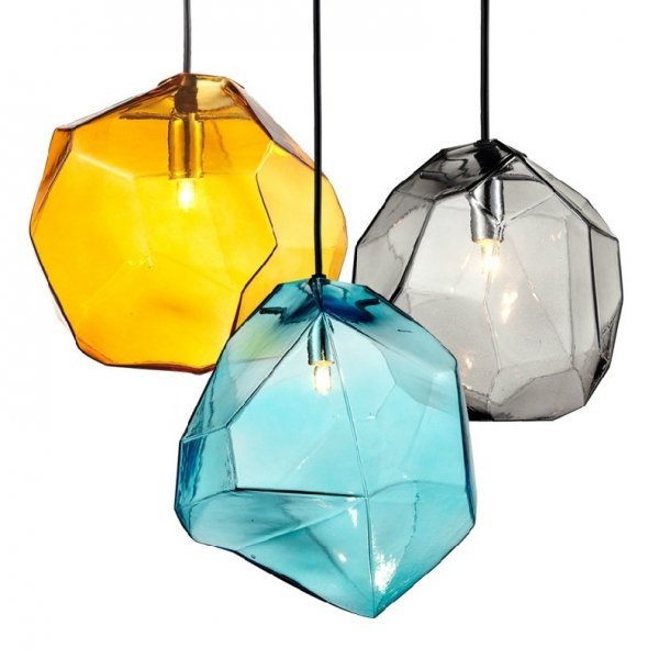 Подвесной светильник Color Ice Cube Pendant Янтарь (Amber) Светло-голубой Серый (Gray) в Екатеринбурге | Loft Concept 