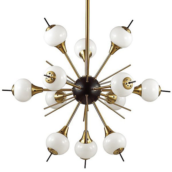 White Glass Globes Sputnik Chandelier Бронза Белый в Екатеринбурге | Loft Concept 