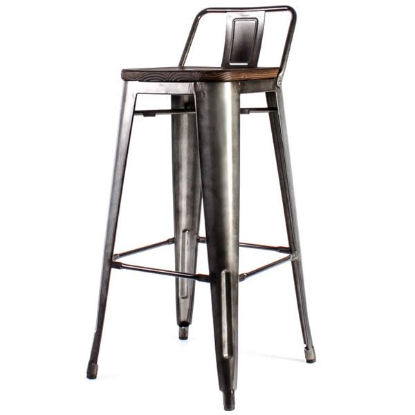 Барный стул Tolix Bar Stool 75 Backed Wood Silver Серебряный Коричневый Барный стул Tolix Bar Stool 75 Backed Wood Silver Серебряный Коричневый в Екатеринбурге | Loft Concept