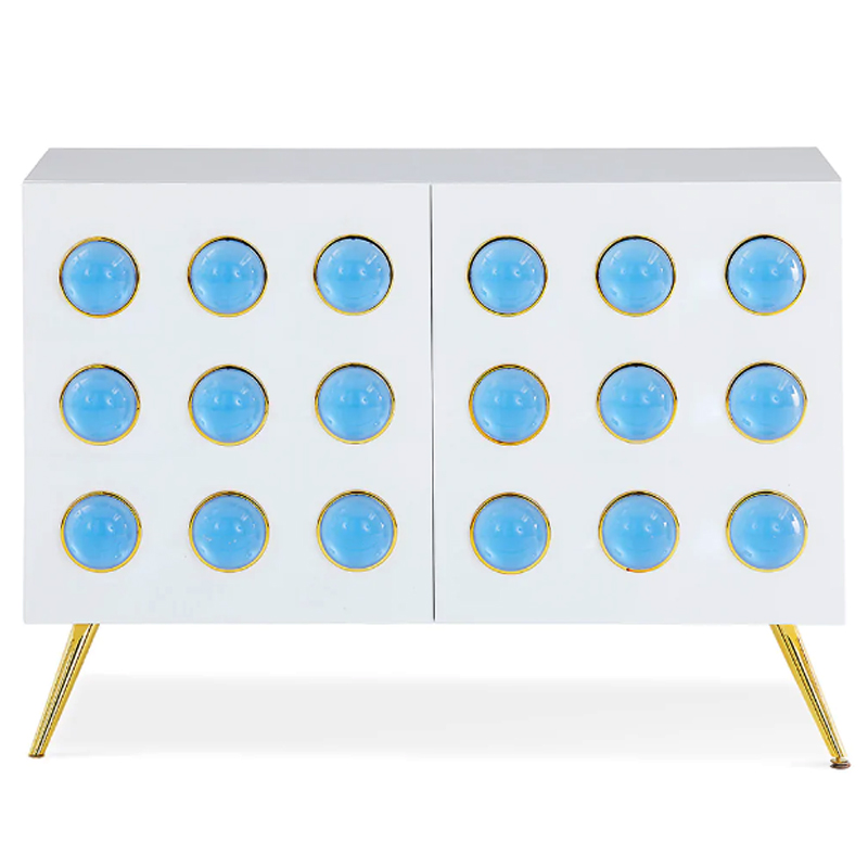 Буфет Jonathan Adler Globo Lucite Cabochon Cabinet Белый Золотой Голубой в Екатеринбурге | Loft Concept 