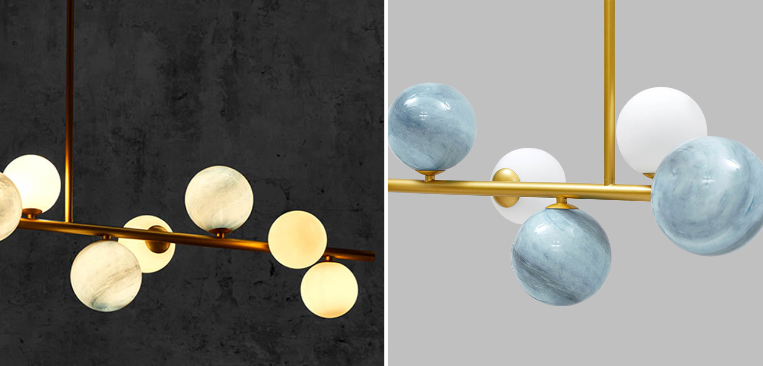 Люстра Bubble Blue White Gold Chandelier - фото