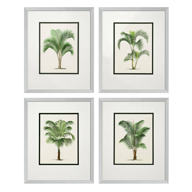 Комплект постеров Eichholtz Prints Palms set of 4 Белый Зеленый Серебряный в Екатеринбурге | Loft Concept 