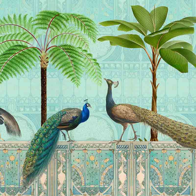 Обои ручная роспись Chinoiserie Palace Of Birds Tropical  в Екатеринбурге | Loft Concept 