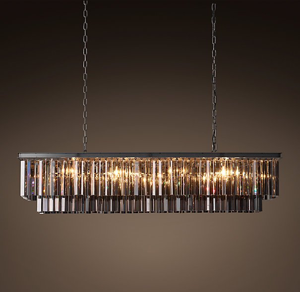 Люстра RH 1920s Odeon Smoke Glass Fringe Black iron 125 Черный в Екатеринбурге | Loft Concept 