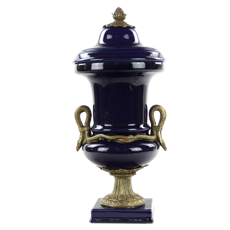 Ваза Selenia Blue Vase Bronze Serpents Синий Бронза в Екатеринбурге | Loft Concept 