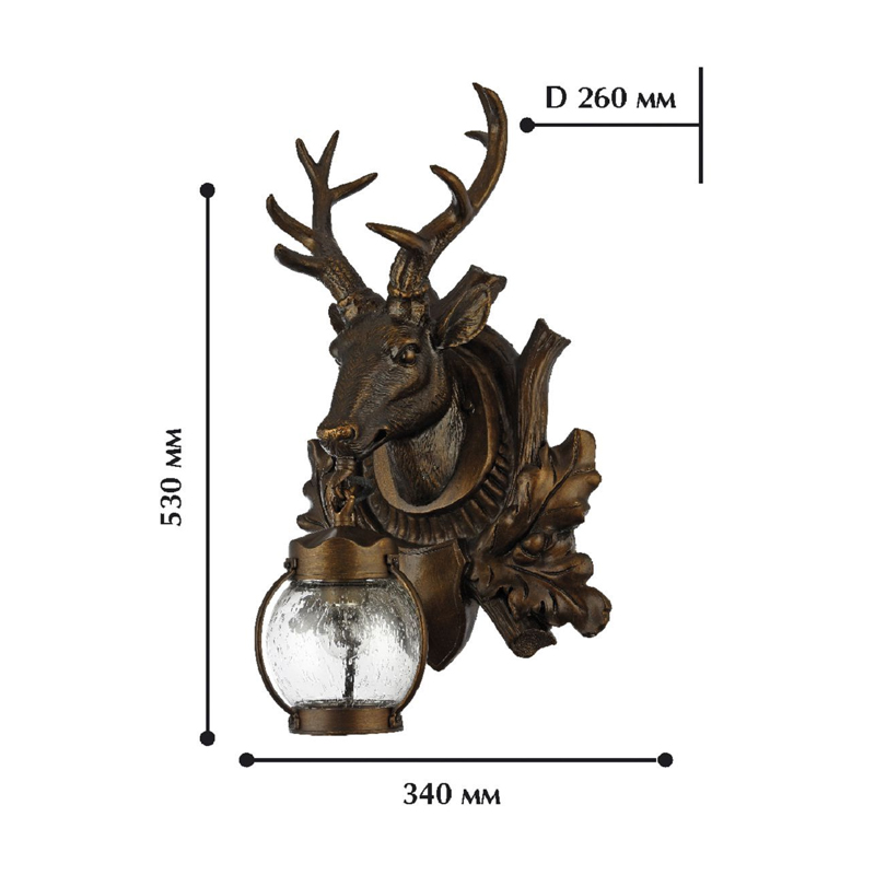 Темно-коричневый уличный светильник с головой оленя ANIMAL LANTERN в Екатеринбурге