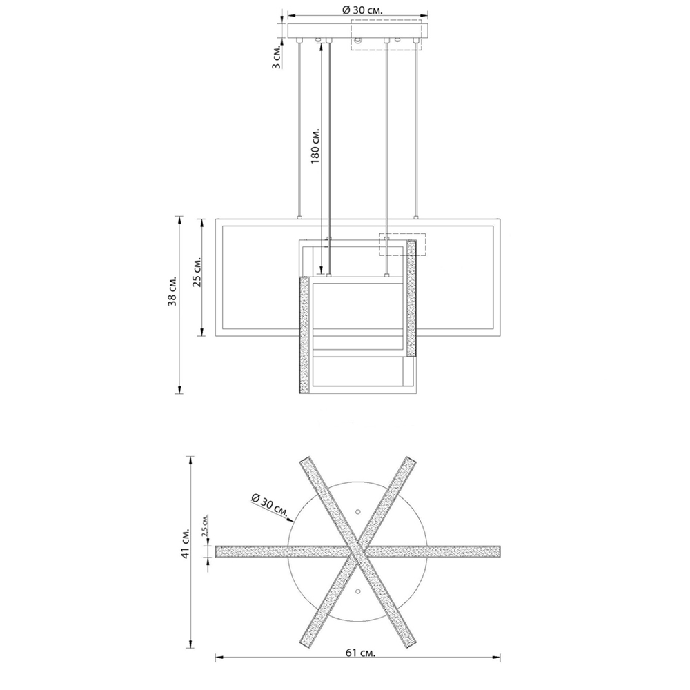 Люстра светодиодная прямоугольная LED Chandelier Rectangular в Екатеринбурге