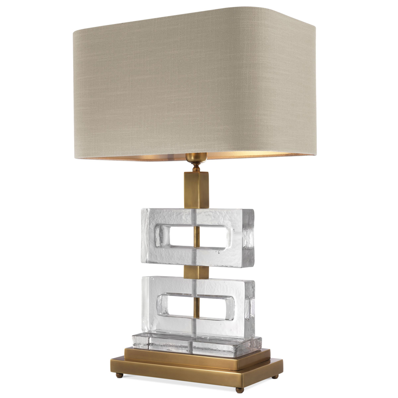 Настольная лампа Eichholtz Table Lamp Umbria Brass Прозрачный Винтажная латунь Бежево-серый в Екатеринбурге | Loft Concept 