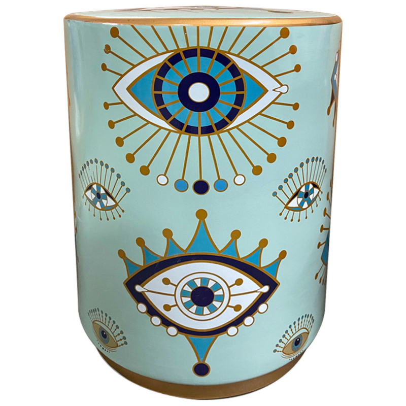 Керамический табурет Eyes Blue Ceramic Stool Голубой Бирюзовый Золотой в Екатеринбурге | Loft Concept 