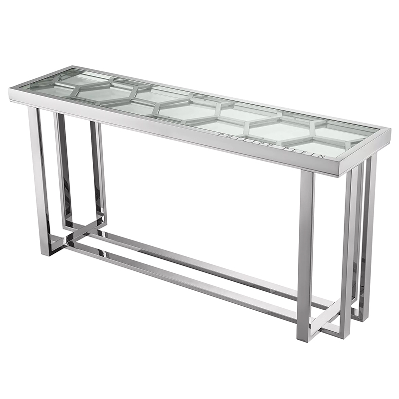 Консоль Philipp Plein Console Table Skeleton Chrome Хром Прозрачное Стекло в Екатеринбурге | Loft Concept 