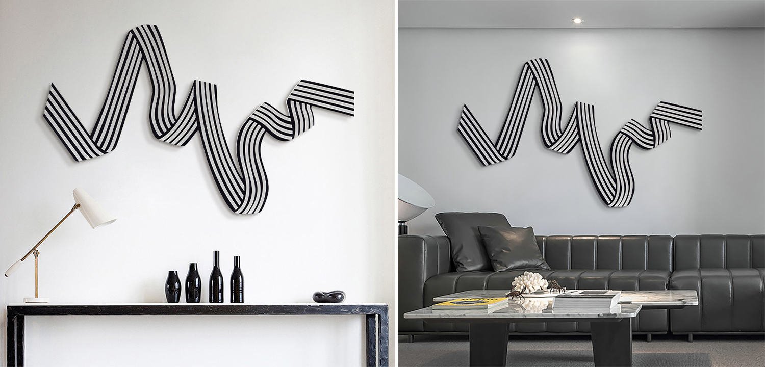 Аксессуар на стену Лента черно-белая - фото