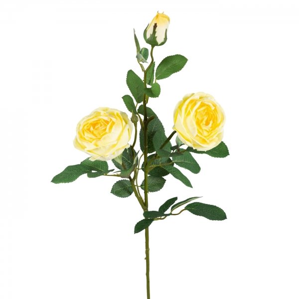 Декоративный искусственный цветок Large Branch Yellow Rose Зеленый Желтый в Екатеринбурге | Loft Concept 