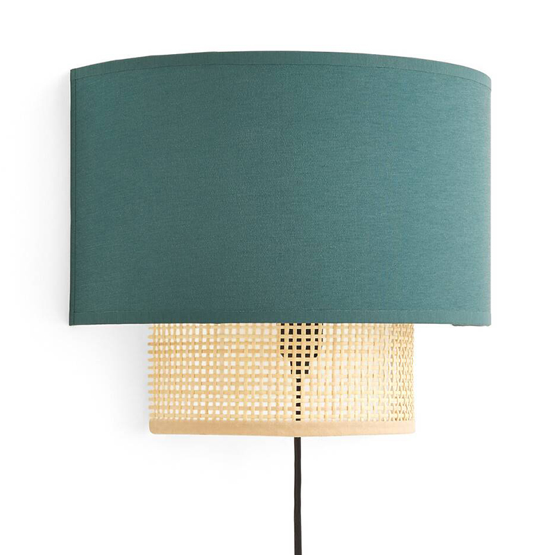 Бра Ottar Wicker Turquoise lampshade Бежевый Бирюзовый в Екатеринбурге | Loft Concept 