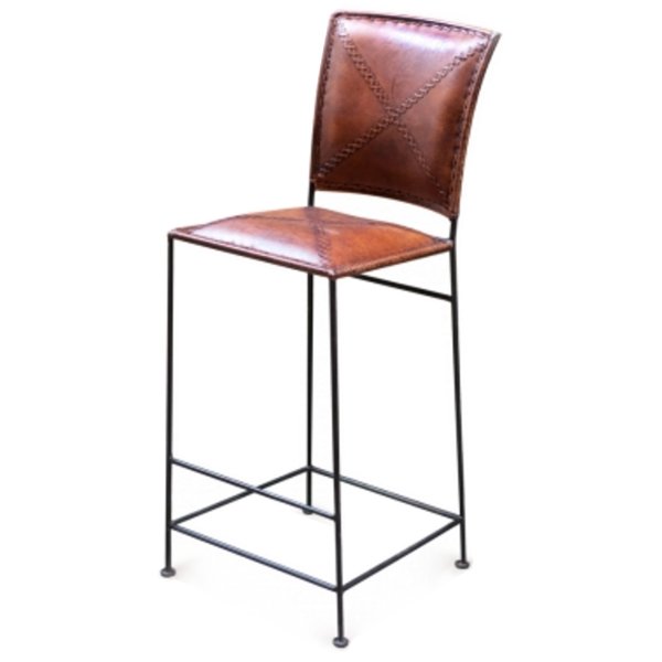 Барный стул Loft Bar stool leather brown Коричневый винтаж Черный в Екатеринбурге | Loft Concept 