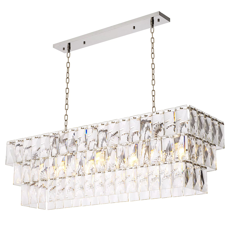 Люстра Eichholtz Chandelier Amazone Rectangular Silver Серебряный Прозрачное Стекло в Екатеринбурге | Loft Concept 