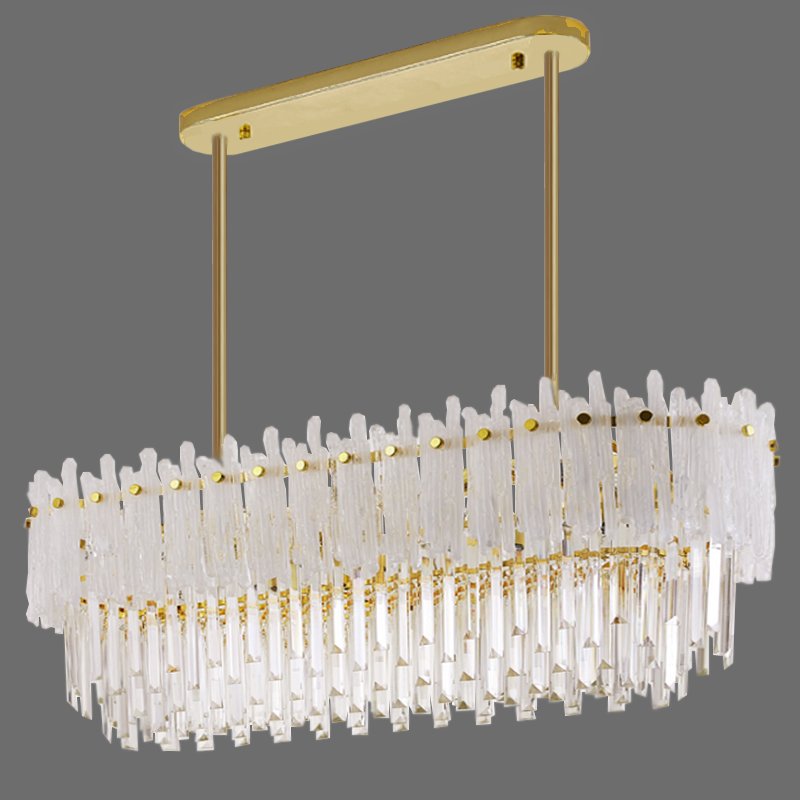 Люстра Murano Glass ICE Chandelier Rectangle Золотой Белый Прозрачное Стекло в Екатеринбурге | Loft Concept 