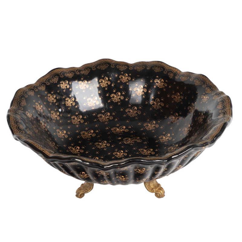 Блюдо черного цвета из фрафора на бронзовых ножках Eden Garden porcelain and bronze Черный Бронза Блюдо черного цвета из фрафора на бронзовых ножках Eden Garden porcelain and bronze Черный Бронза в Екатеринбурге | Loft Concept