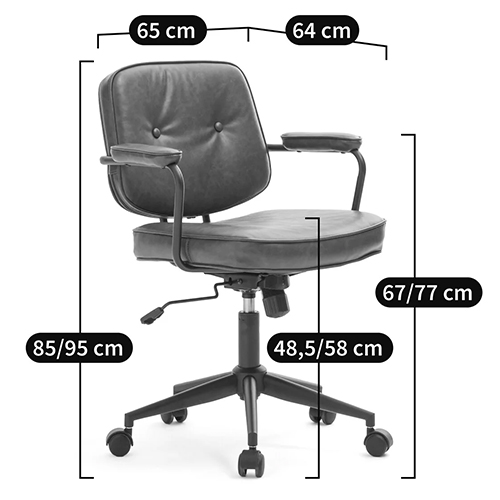 Офисное кресло в винтажном стиле на колёсах Glenn Dark Grey Chair в Екатеринбурге