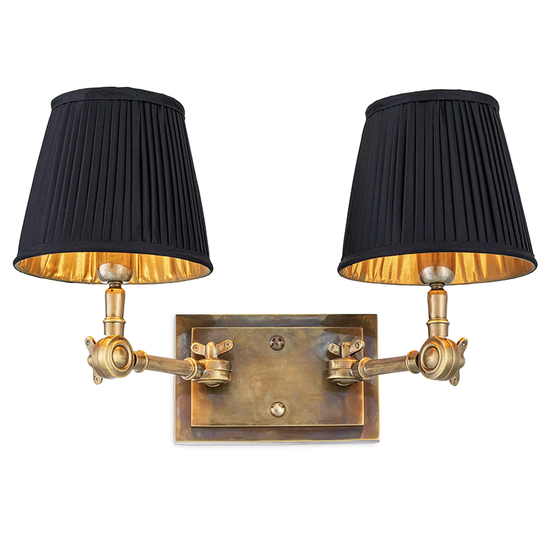 Бра Eichholtz Wall Lamp Wentworth Double Brass Винтажная латунь Черный в Екатеринбурге | Loft Concept 