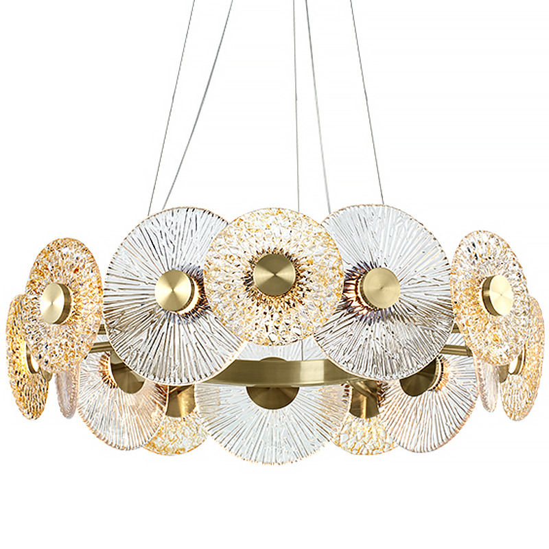 Люстра Clear and Amber Discs Chandelier Латунь Прозрачный Янтарь (Amber) в Екатеринбурге | Loft Concept 