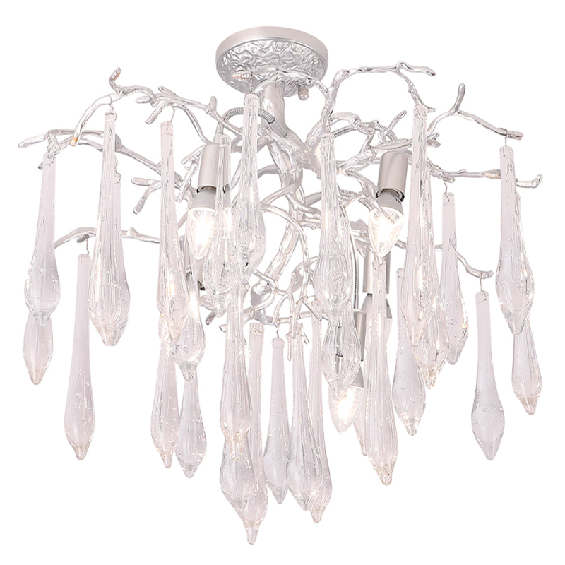 Люстра потолочная с прозрачными стеклянными подвесками в форме капель Droplet Chandelier Золотой Прозрачный Серебряный Люстра потолочная с прозрачными стеклянными подвесками в форме капель Droplet Chandelier Золотой Прозрачный Серебряный в Екатеринбурге | Loft Concept