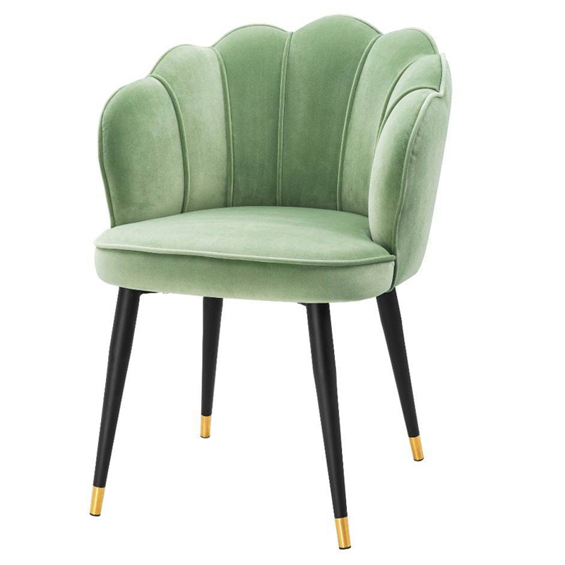 Стул Eichholtz Dining Chair Bristol pistache green Зеленый шалфей Черный Латунь в Екатеринбурге | Loft Concept 