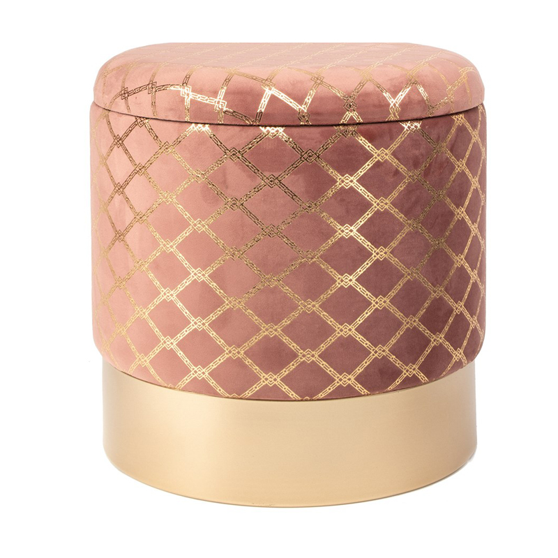 Пуф PUF Upholstery Gold Mesh розовый Розовый (Rose) Золотой в Екатеринбурге | Loft Concept 