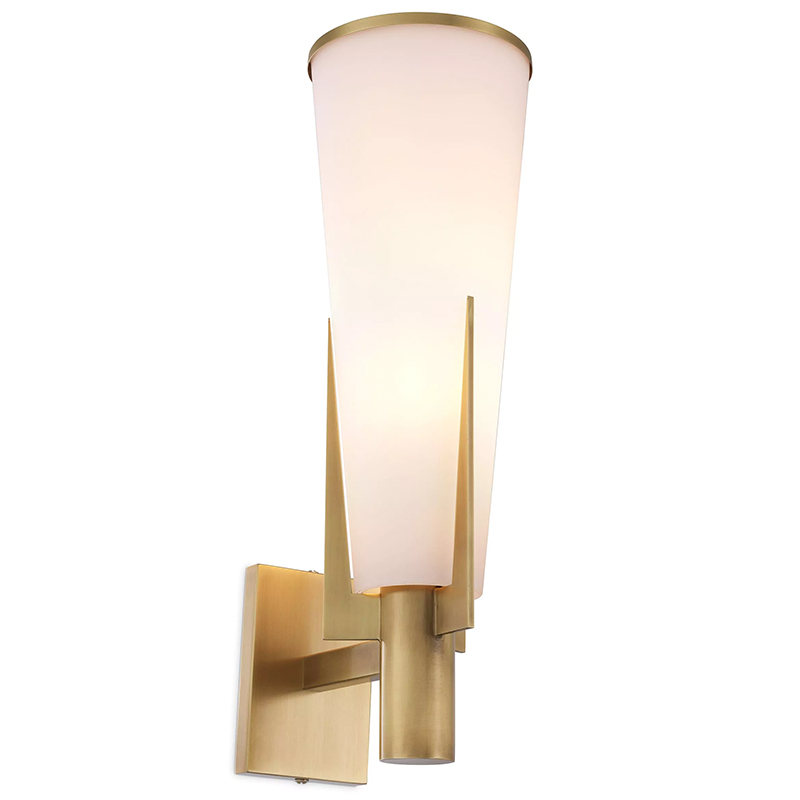 Бра Eichholtz Wall Lamp Dino Brass Латунь Белое матовое стекло в Екатеринбурге | Loft Concept 