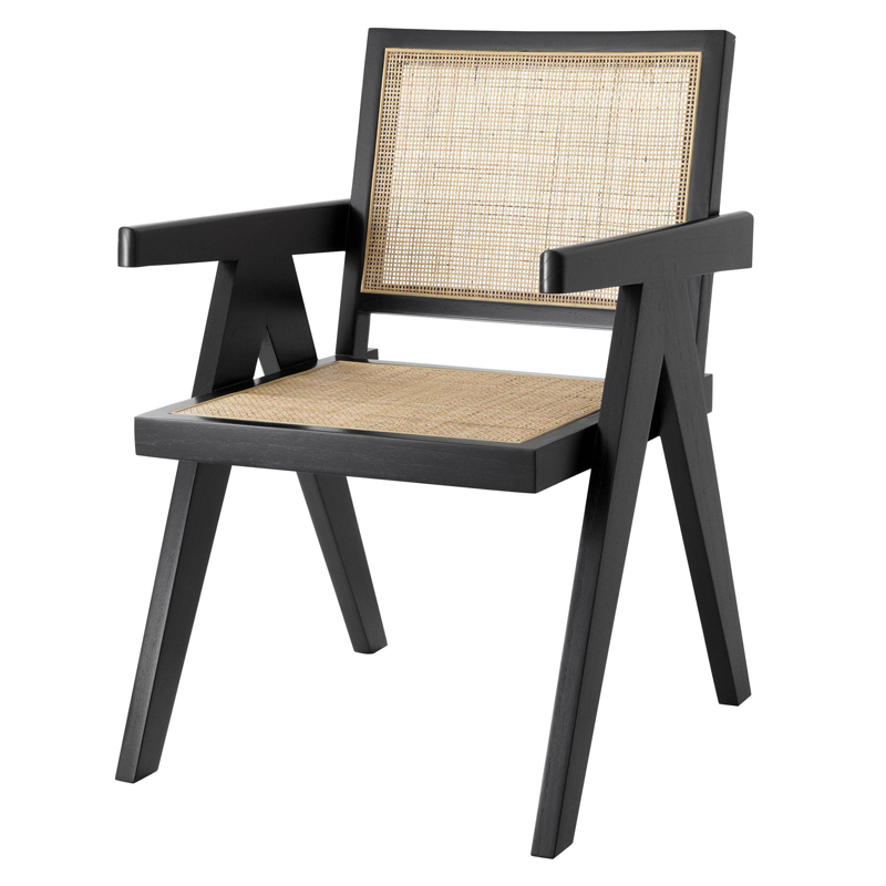 Стул Eichholtz Dining Chair Aristide black Черный Бежевый в Екатеринбурге | Loft Concept 