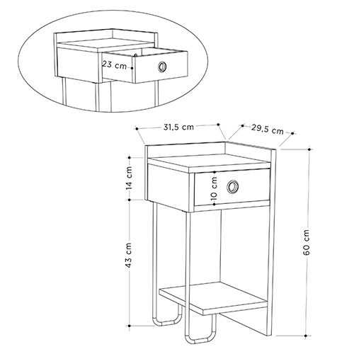 Прикроватная тумба белого цвета с ящиком и открытой полкой SIRIUS NIGHTSTAND RIGHT MODULE WHITE в Екатеринбурге