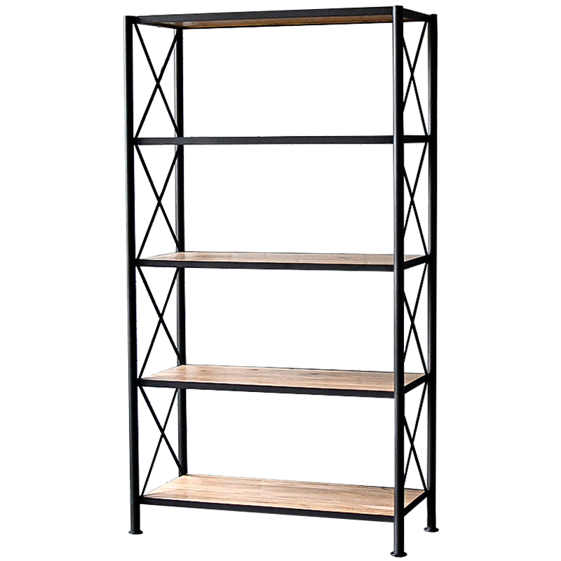 Стеллаж Buckley Industrial Metal Rust Rack Черный Древесина в Екатеринбурге | Loft Concept 