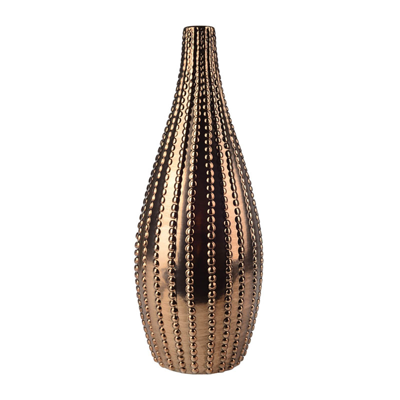 Ваза Ribbed Vase Narrow Throat bronze-gold 38  в Екатеринбурге | Loft Concept 