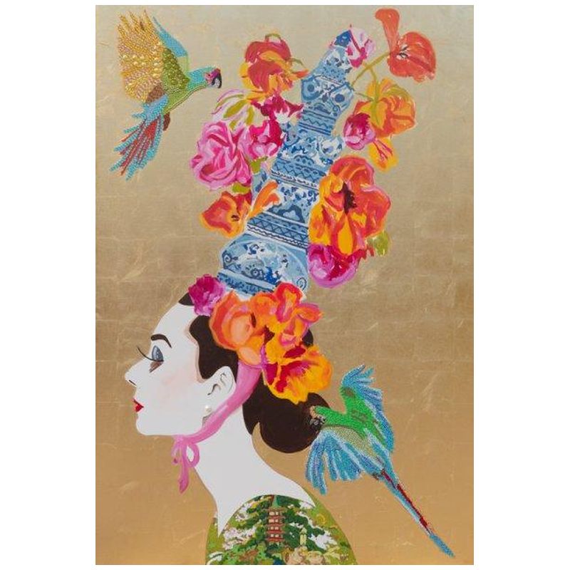 Картина “Audrey with Ming Pagoda Headdress and Parrots” Мульти в Екатеринбурге | Loft Concept 