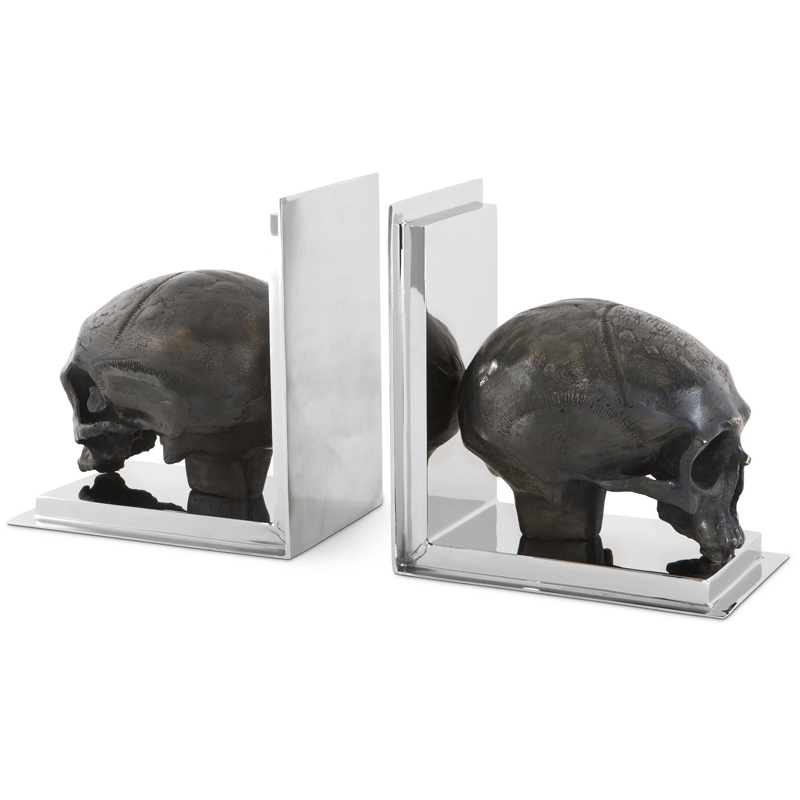 Держатель для книг Eichholtz Bookend Skull set of 2 Никель Винтажная латунь в Екатеринбурге | Loft Concept 