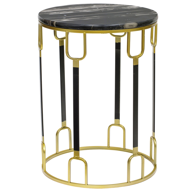 Приставной стол Dorius Side Table black marble high Латунь Черный Черный Мрамор Nero в Екатеринбурге | Loft Concept 