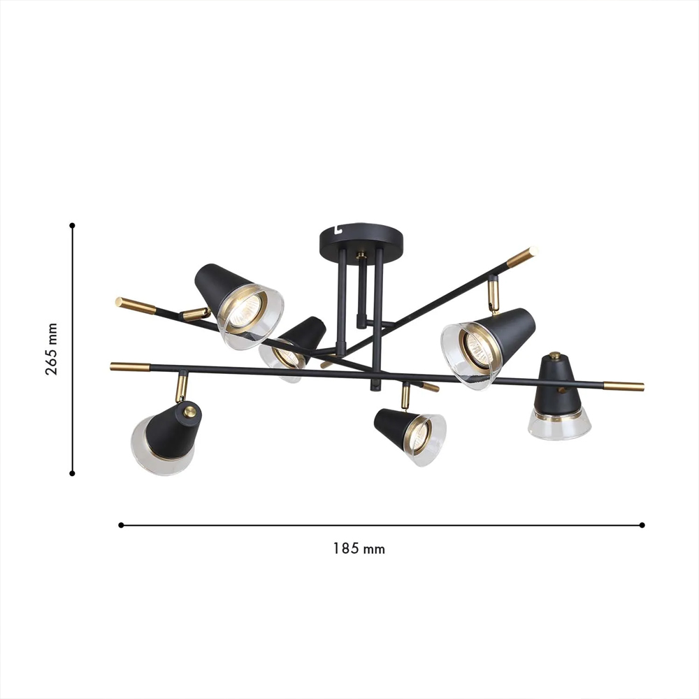 Потолочный светильник с конусообразными плафонами с контрастным сочетанием бронзы и глубоким черным цветом Aurika в Екатеринбурге