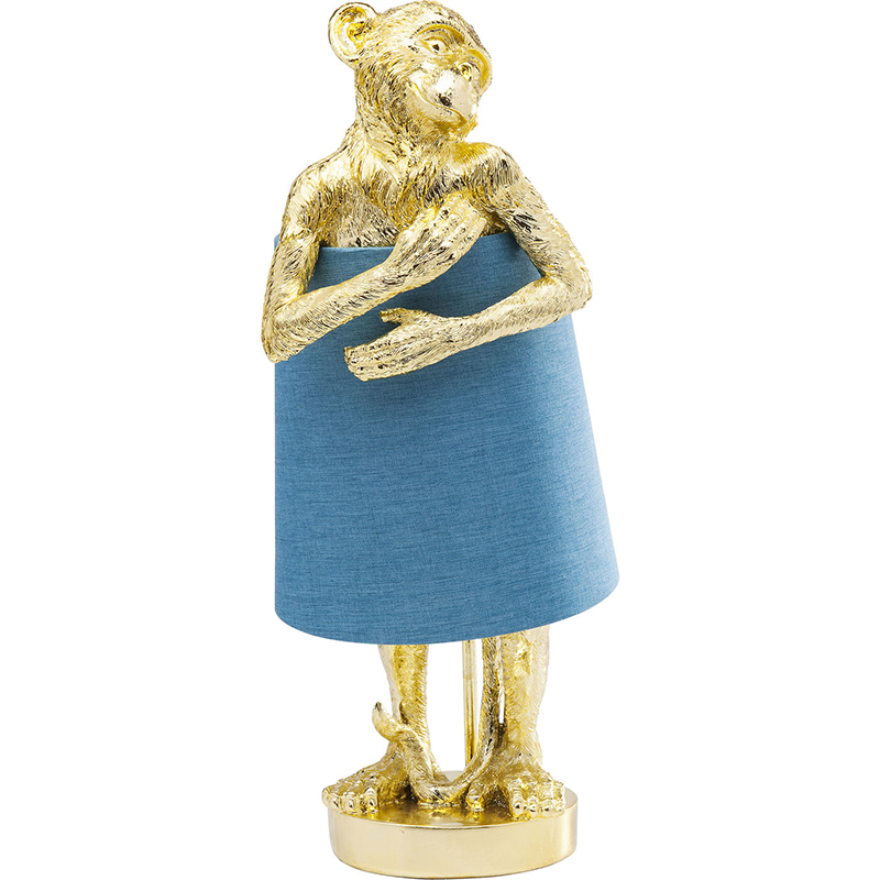 Настольная лампа Golden Monkey Hugging Lampshade Золотой Светло-синий в Екатеринбурге | Loft Concept 