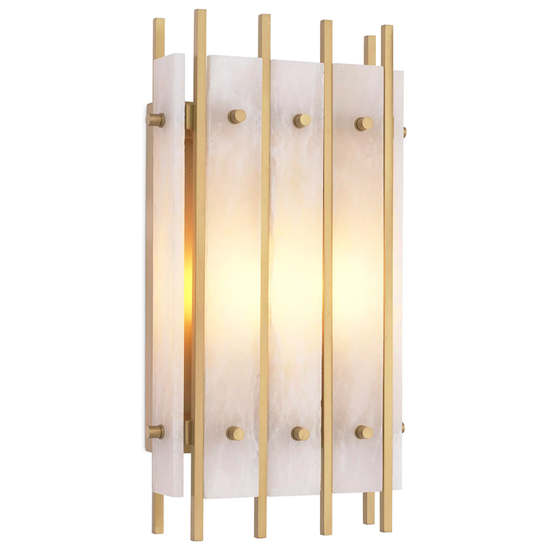 Бра Eichholtz Wall Lamp Sparks S Alabaster Латунь Бежевый Белый Мрамор Bianco в Екатеринбурге | Loft Concept 