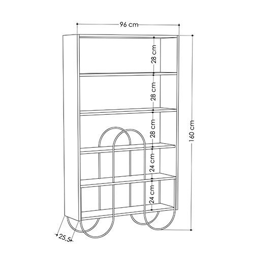 Стеллаж прямой белый с 5-ю открытыми полками NORFOLK BOOKCASE WHITE в Екатеринбурге