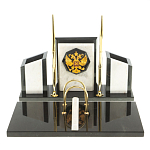 Настольный письменный набор из мрамора и змеевика с гербом России Marble Accessory варинант исполнения - 1 | Loft Concept в Екатеринбурге