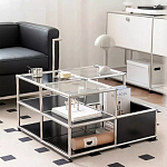Дизайнерский журнальный стол квадратный с полками Akydy варинант исполнения - 3 | Loft Concept в Екатеринбурге