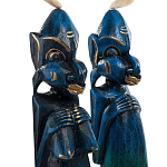 Комплект из 2-х деревянных статуэток Asmat Straw Headdress Statuettes Blue варинант исполнения - 9 | Loft Concept в Екатеринбурге